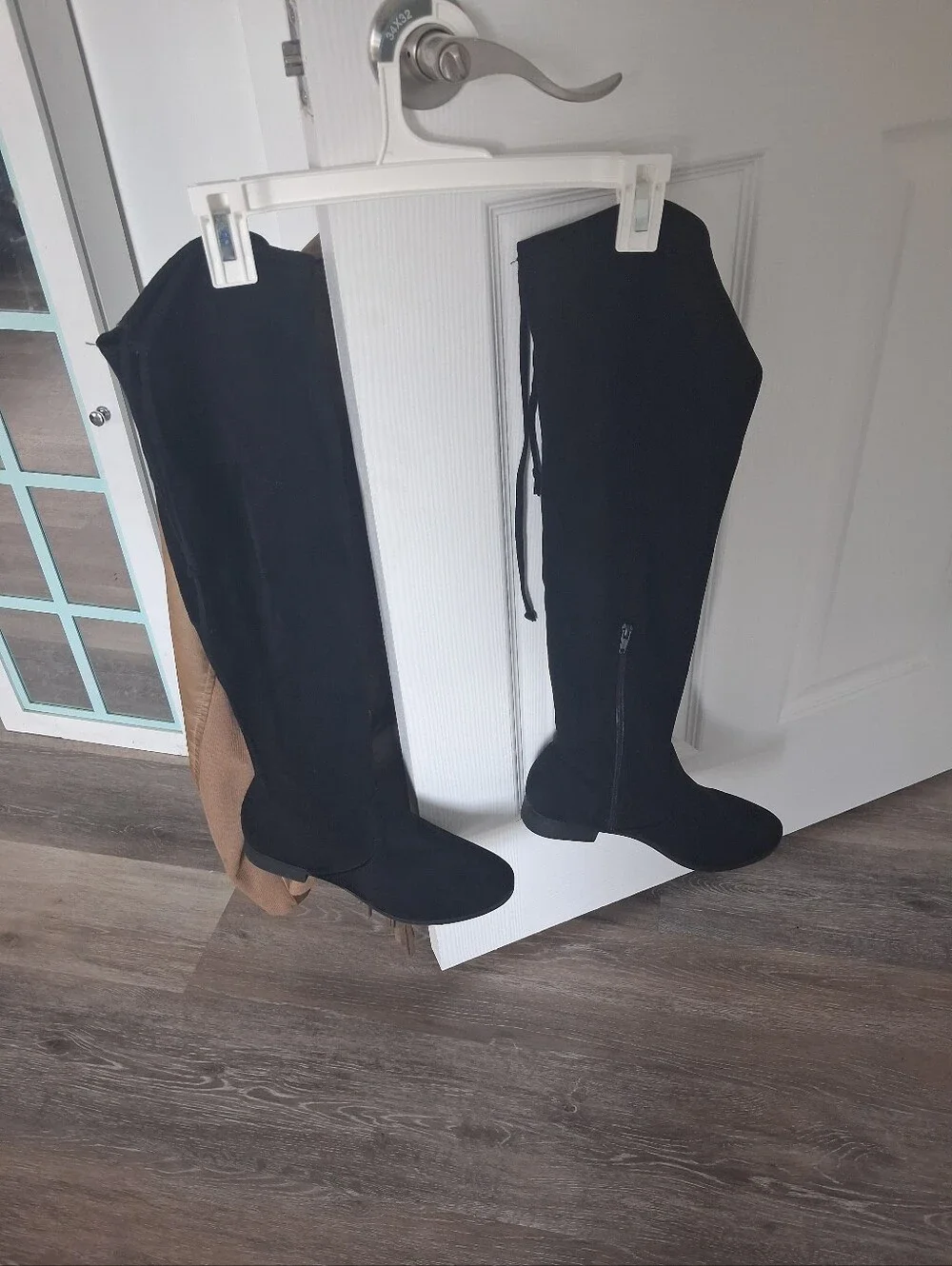 Tie Over the Knee Black Boots